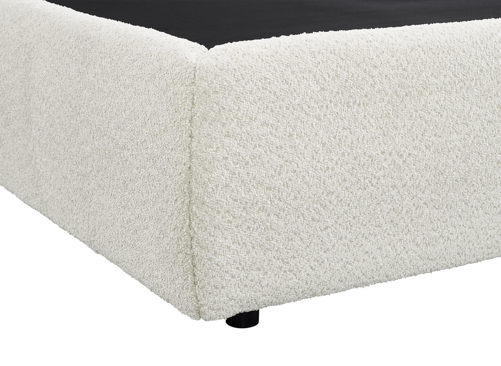 Lit coffre en tissu bouclette beige 160x200 cm MELY