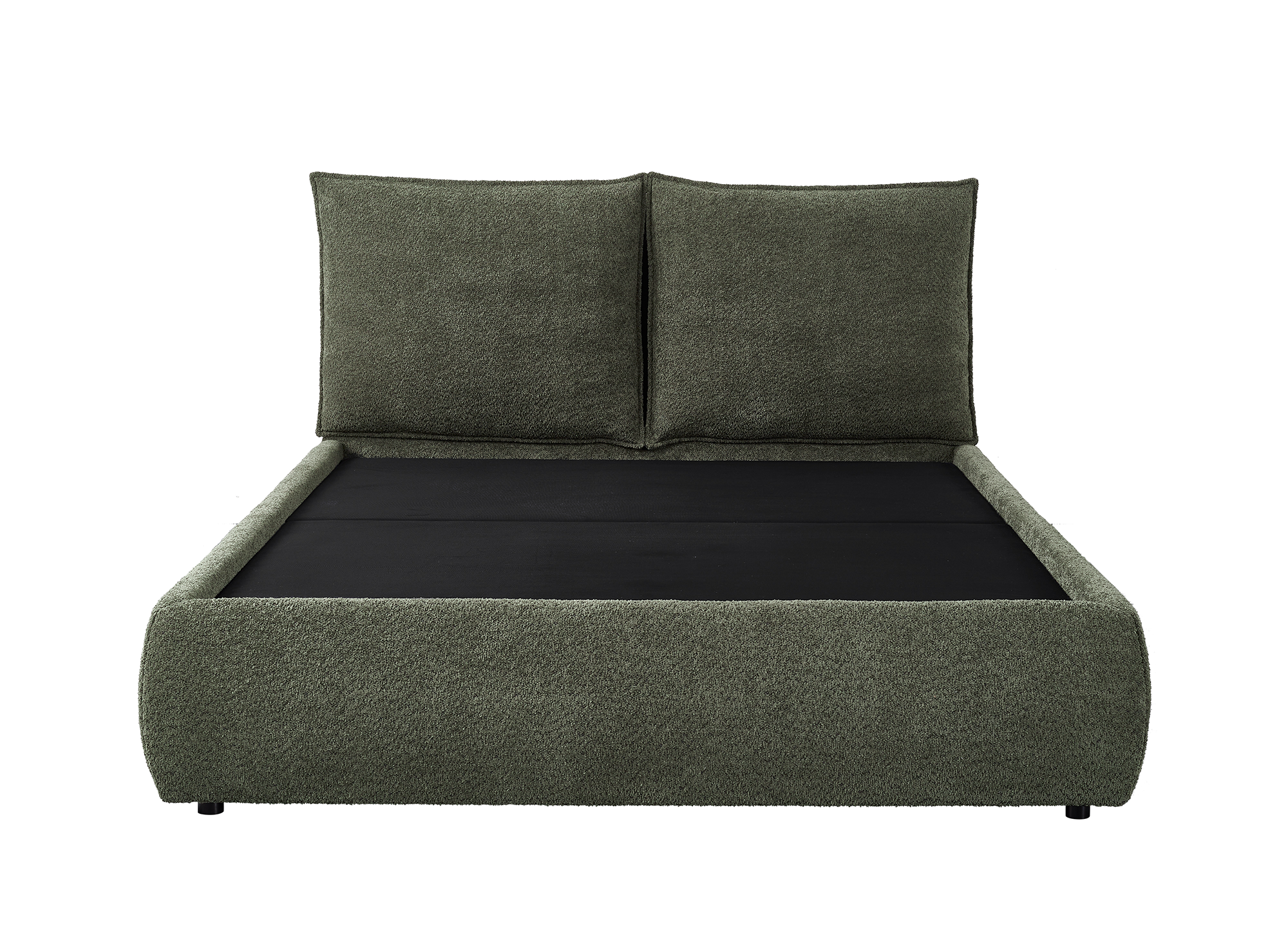 Lit coffre en tissu bouclette vert olive 160x200 cm MELY