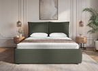 Lit coffre en tissu bouclette vert olive 180x200 cm MELY