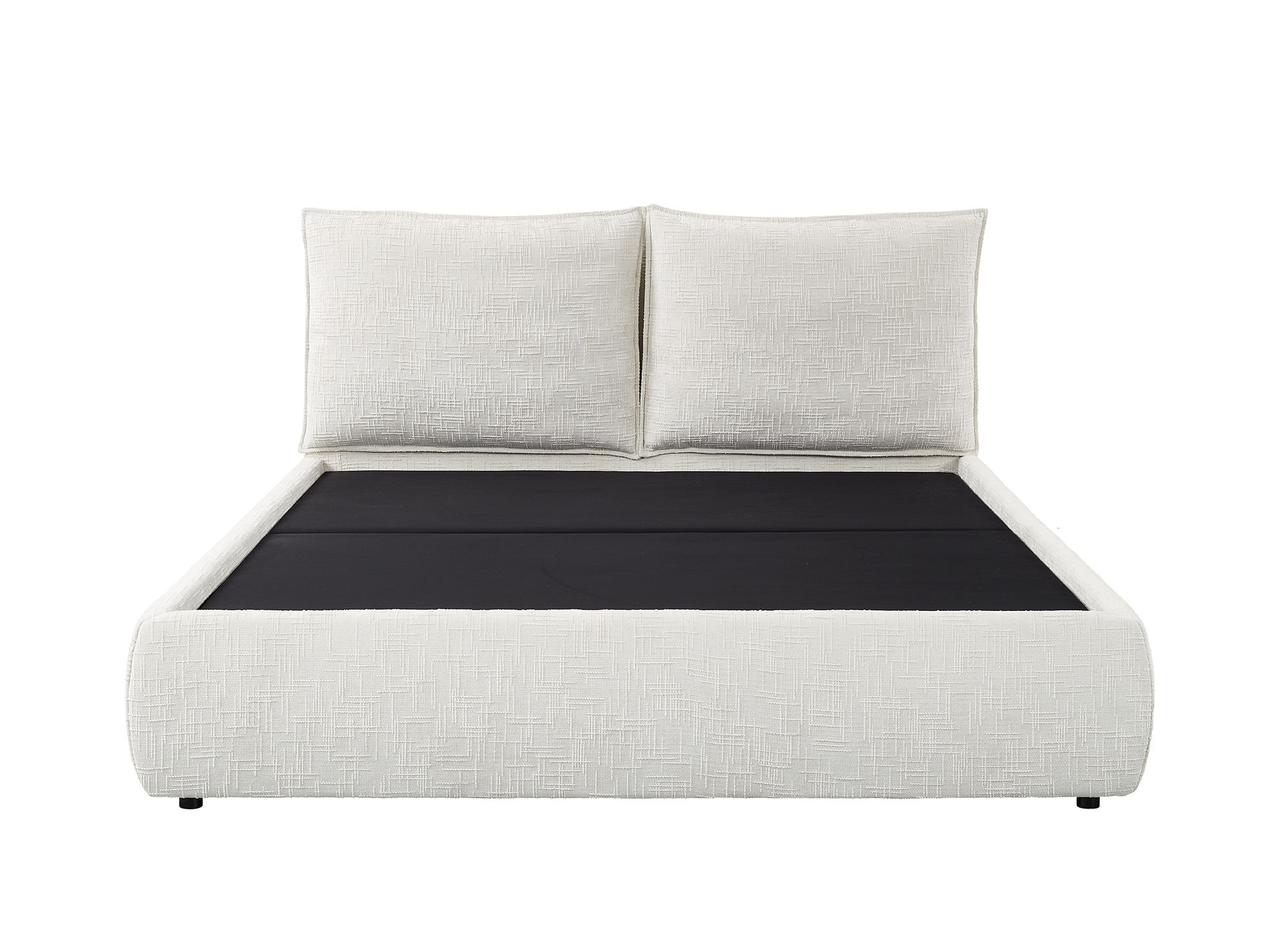 Lit coffre en velours chiné beige 160x200 cm MELY