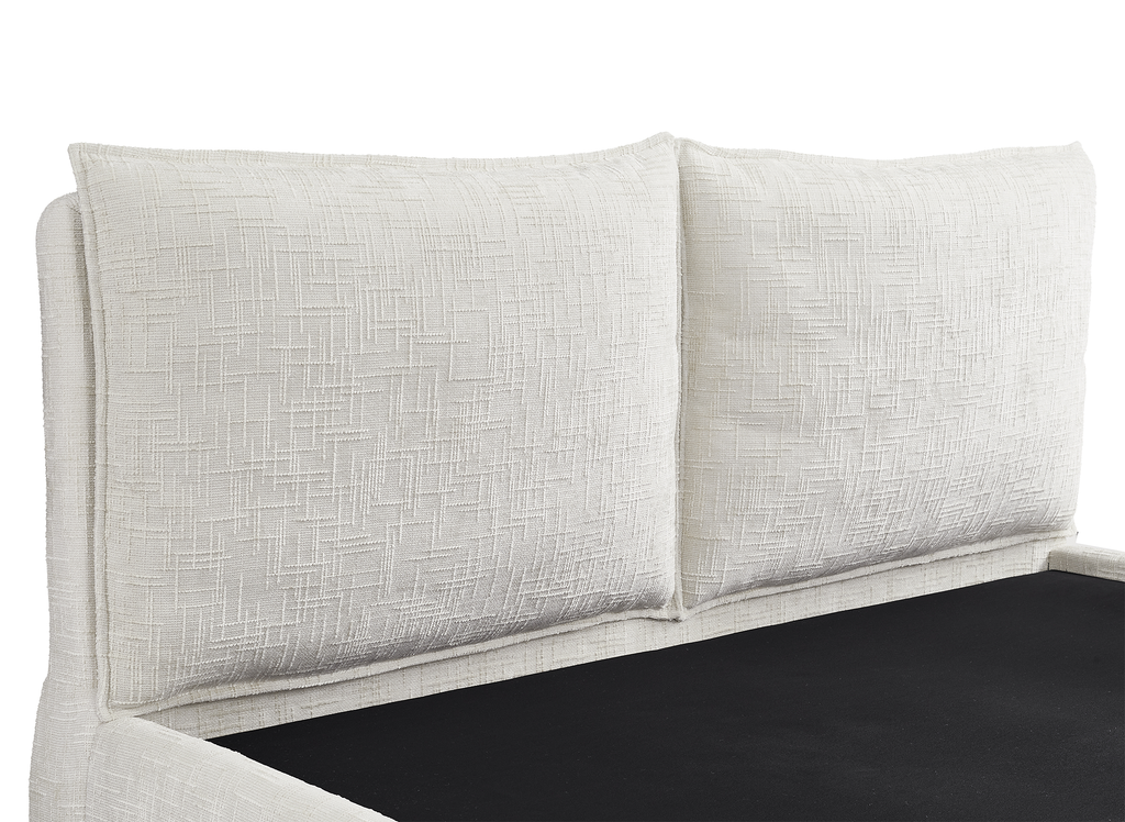 Lit coffre en velours chiné beige 180x200 cm MELY