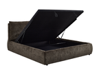 Lit coffre en velours chiné marron 140x190 cm MELY