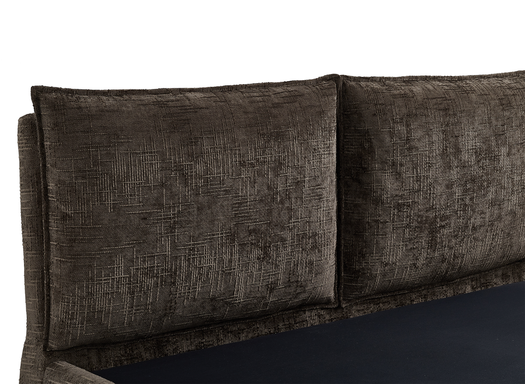 Lit coffre en velours chiné marron 160x200 cm MELY