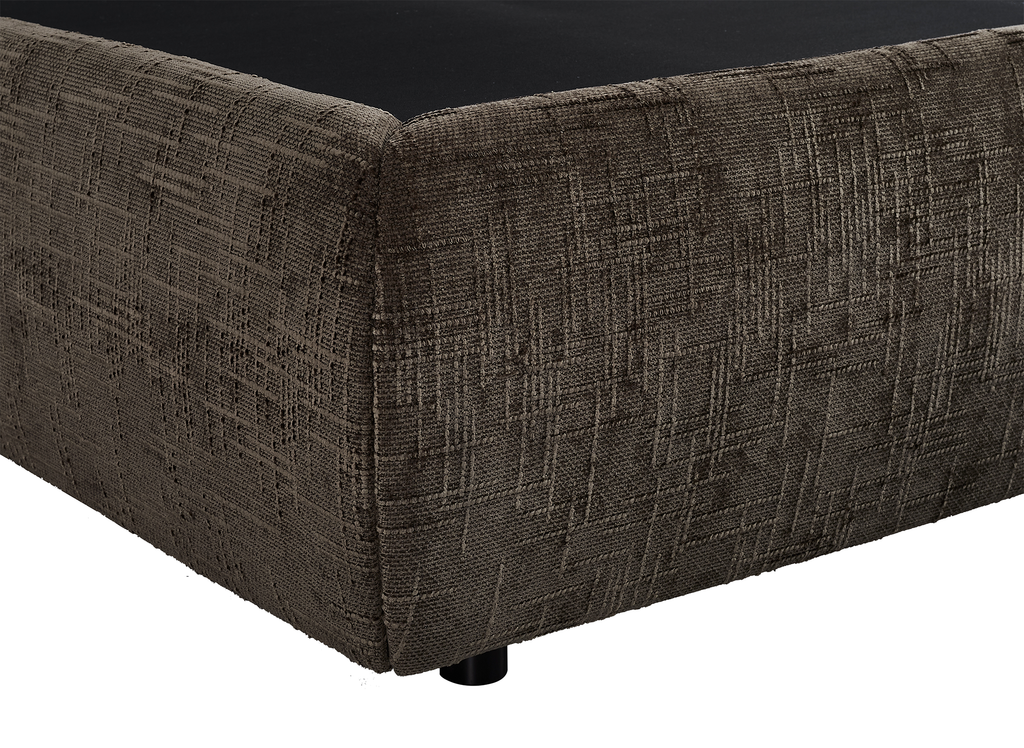 Lit coffre en velours chiné marron 160x200 cm MELY