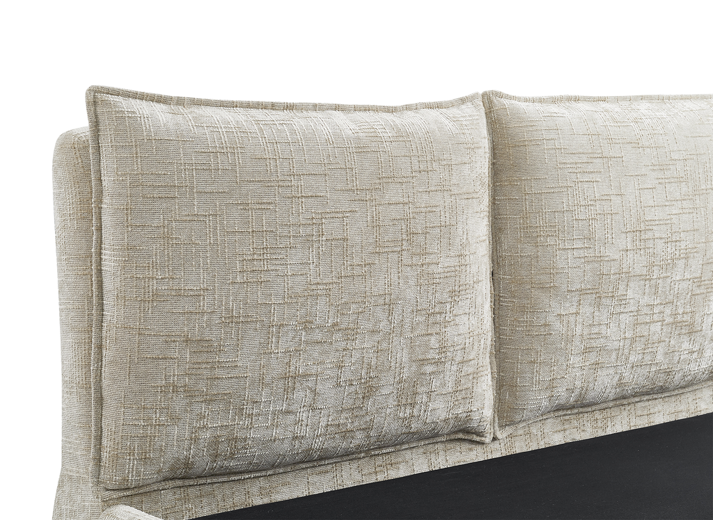 Lit coffre en velours chiné taupe 180x200 cm MELY