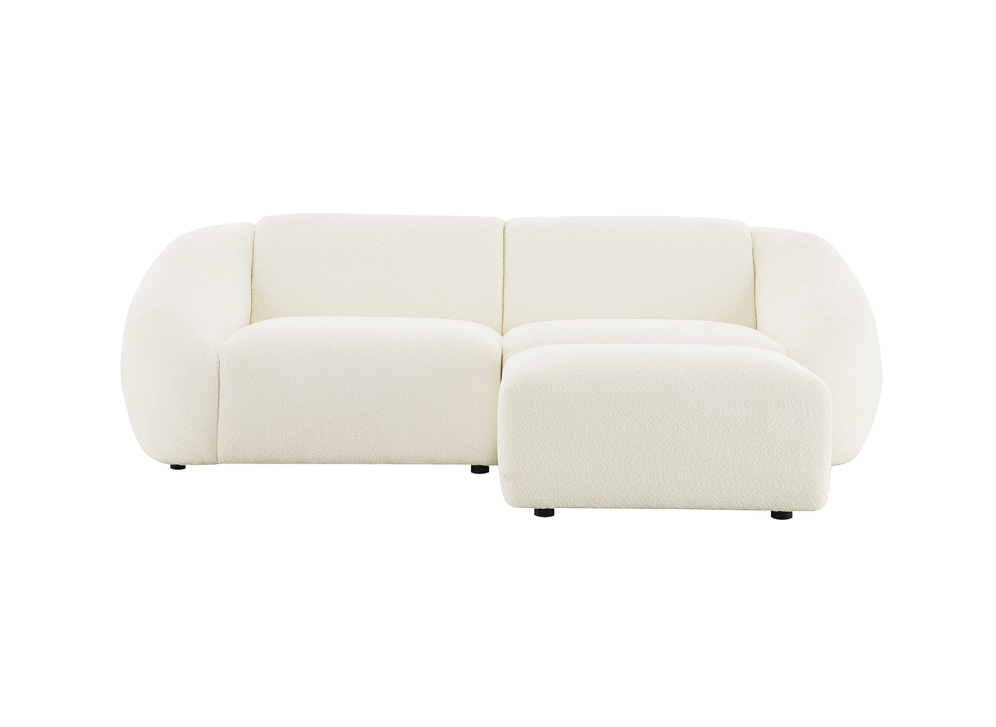 Pouf en tissu bouclette blanc écru NYLA