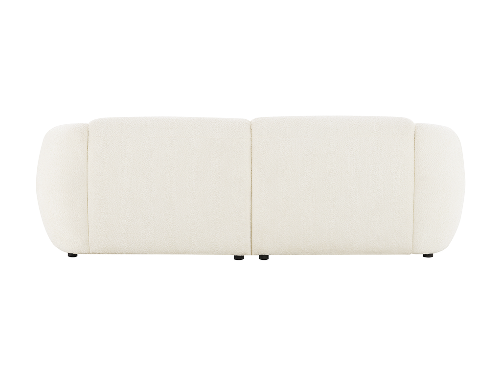 Pouf en tissu bouclette blanc écru NYLA