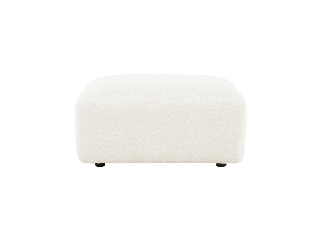 Pouf en tissu bouclette blanc écru NYLA