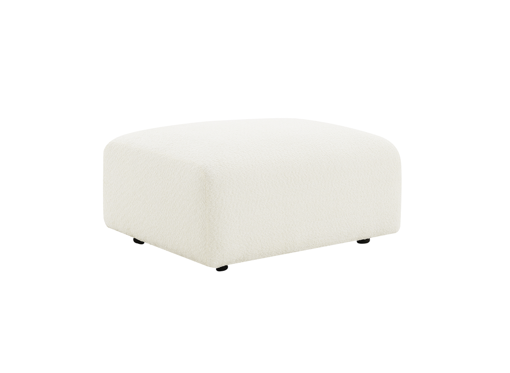 Pouf en tissu bouclette blanc écru NYLA