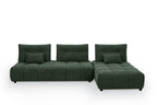 Canapé d'angle réversible en velours texturé vert kaki ALANA