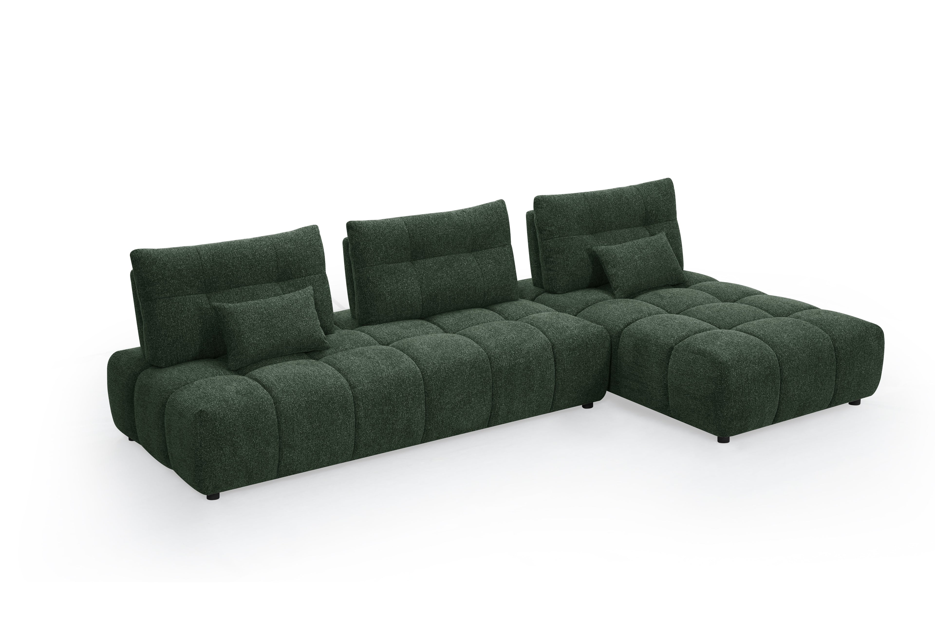 Canapé d'angle réversible en velours texturé vert kaki ALANA