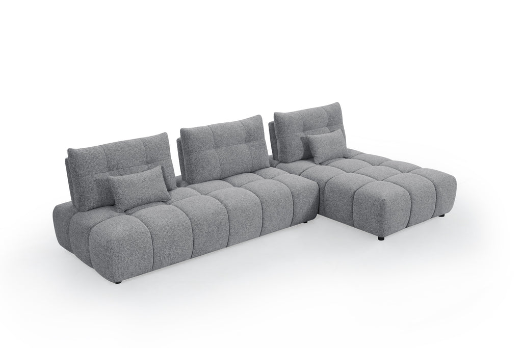 Canapé d'angle réversible en velours texturé gris ALANA