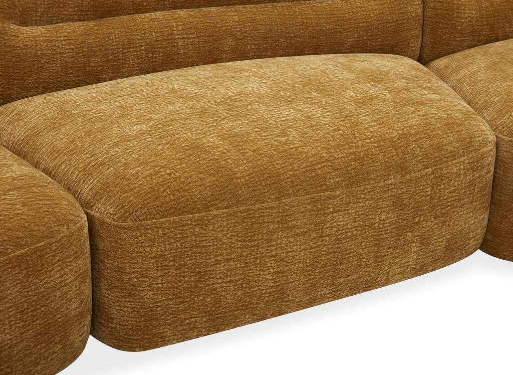 Canapé droit 5 places en velours tissé moutarde IMENIA