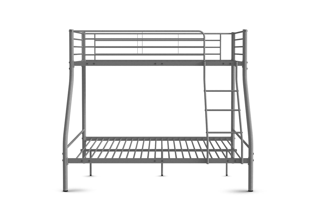 Lit superposé 3 places en métal gris 90 x 190 cm et 140 x 190 cm TRINITY