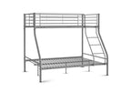 Lit superposé 3 places en métal gris 90 x 190 cm et 140 x 190 cm TRINITY