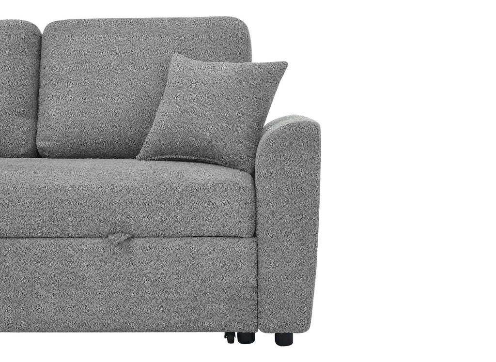 Canapé d'angle convertible et réversible avec coffre en tissu bouclette gris ADRYEN