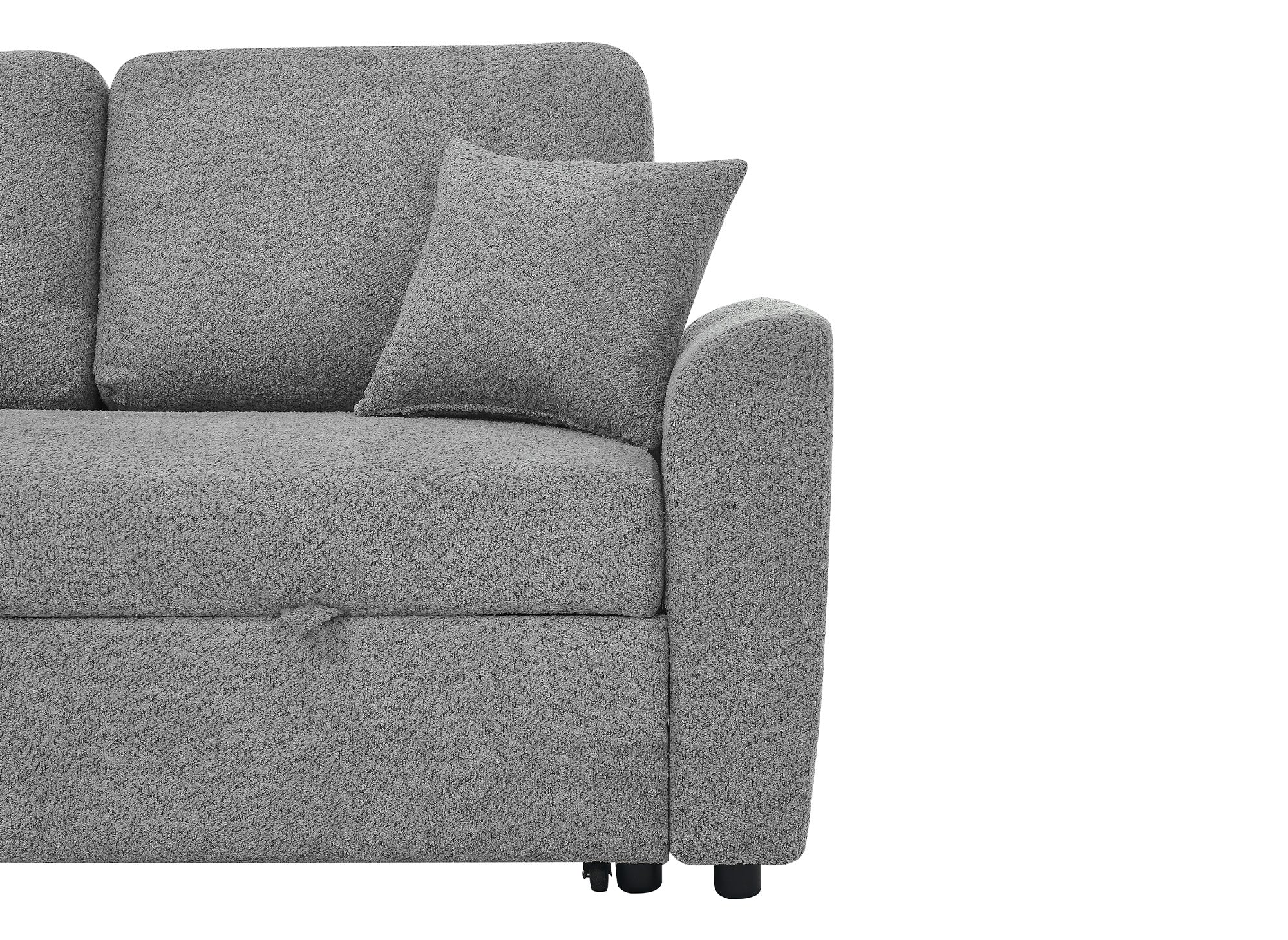 Canapé d'angle convertible et réversible avec coffre en tissu bouclette gris ADRYEN