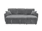 Canapé d'angle convertible et réversible avec coffre en velours côtelé épais gris ADRYEN