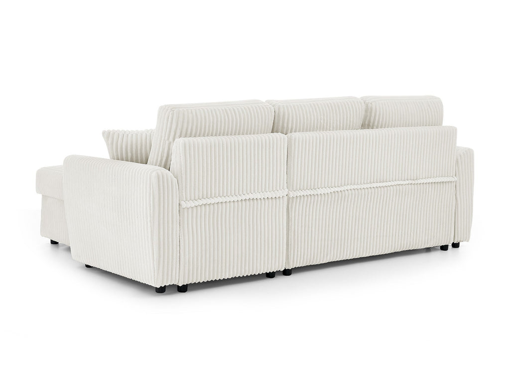 Canapé d'angle convertible et réversible avec coffre en velours côtelé épais beige ADRYEN