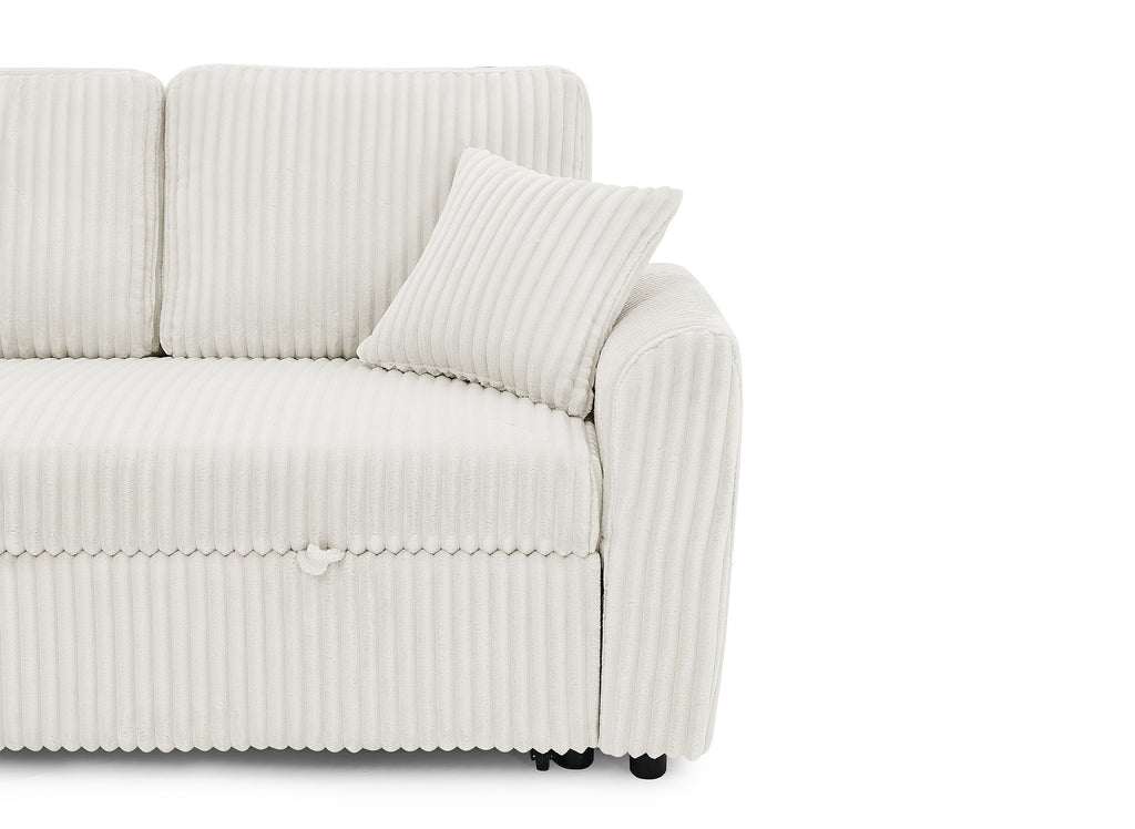 Canapé d'angle convertible et réversible avec coffre en velours côtelé épais beige ADRYEN