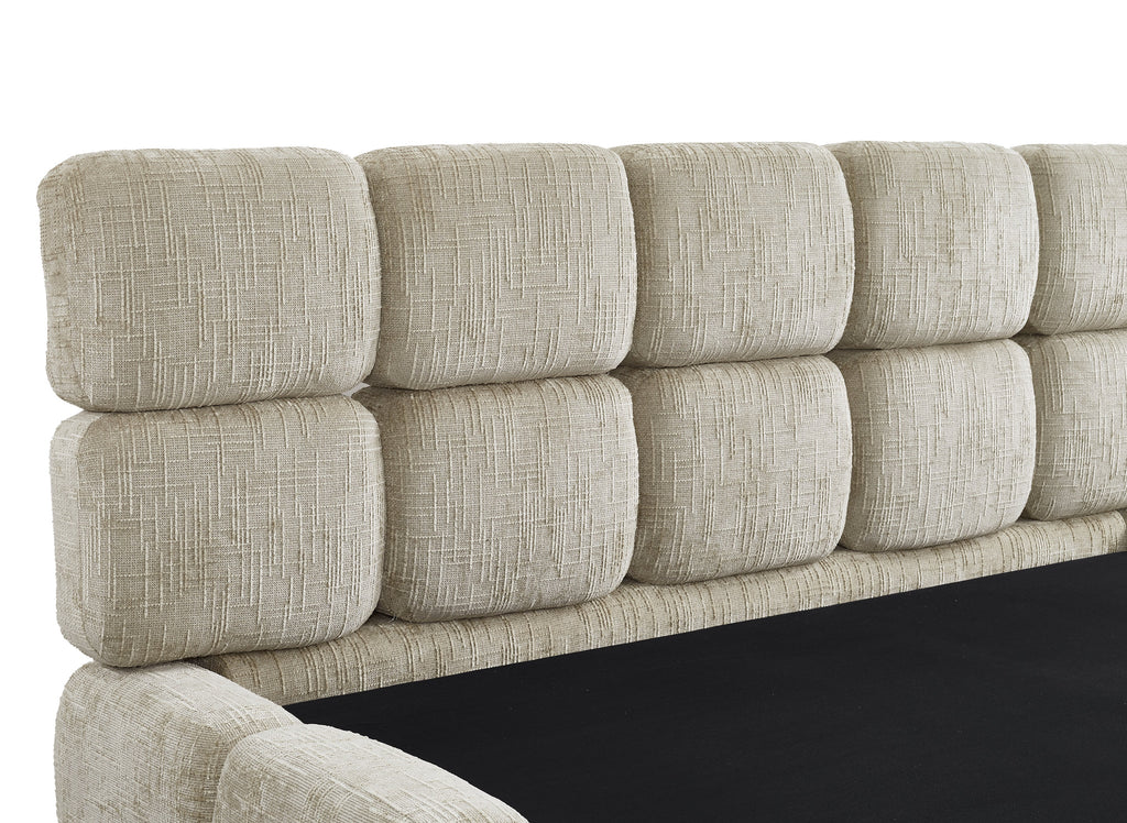 Lit coffre en velours chiné taupe 180x200 cm BUBBLE