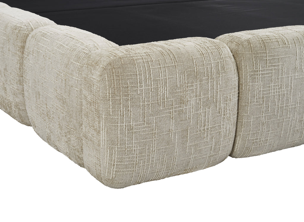 Lit coffre en velours chiné taupe 140x190 cm BUBBLE