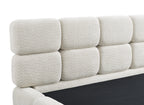 Lit coffre en tissu bouclette beige 140x190 cm BUBBLE