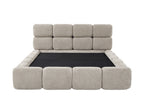 Lit coffre en tissu bouclette taupe 140x190 cm BUBBLE