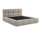 Lit coffre en tissu bouclette taupe 140x190 cm BUBBLE