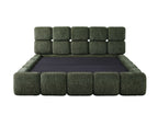 Lit coffre en velours chiné vert olive 180x200 cm BUBBLE