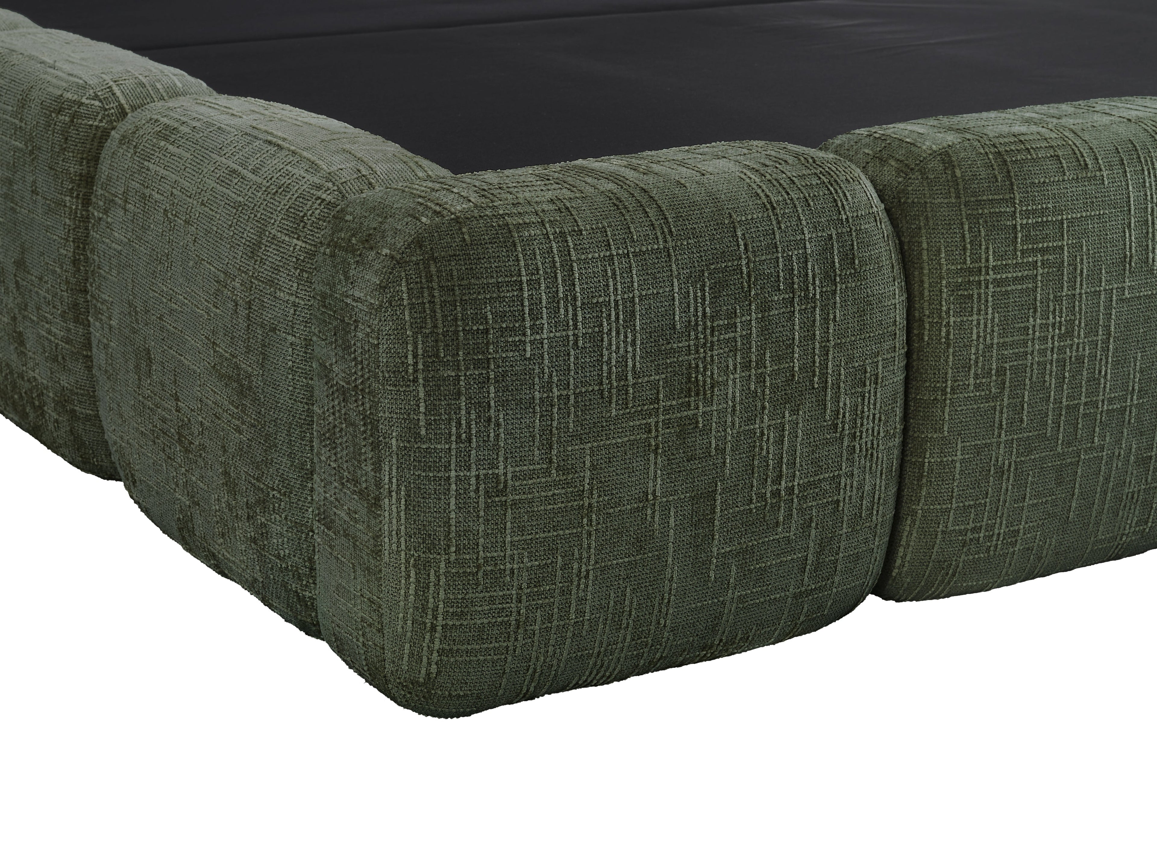 Lit coffre en velours chiné vert olive 160x200 cm BUBBLE