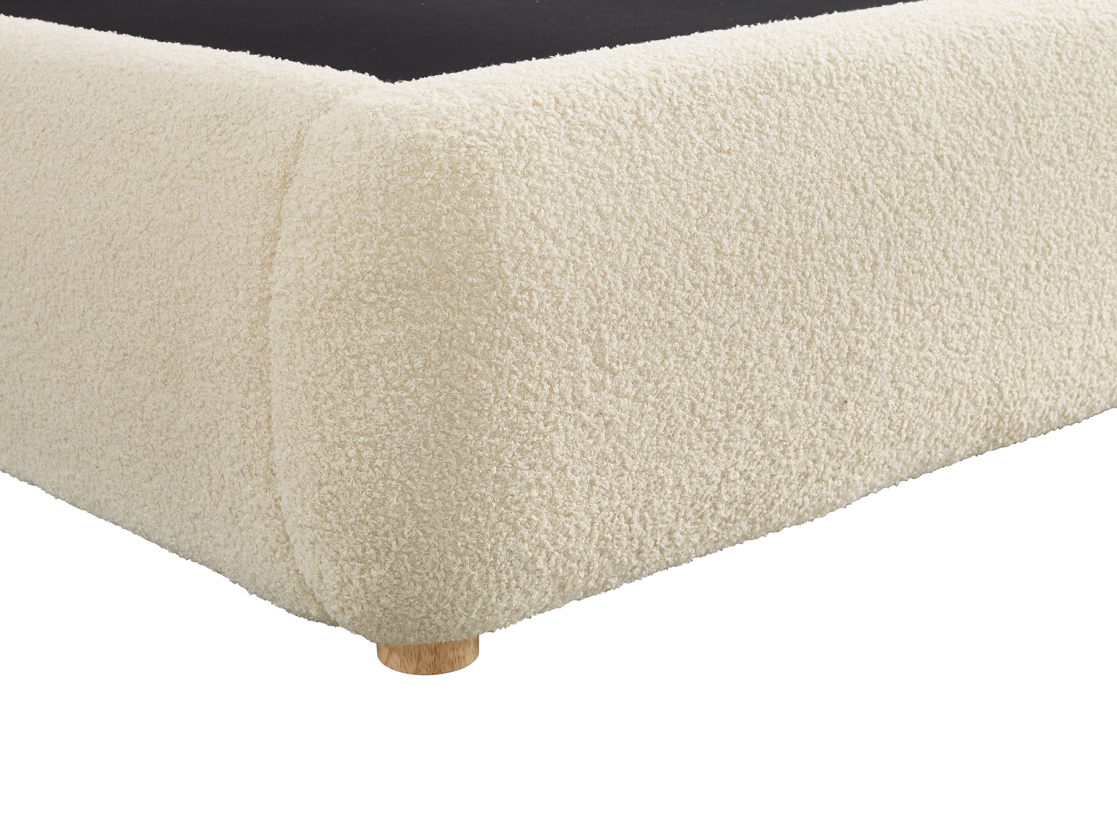 Lit coffre en tissu bouclette beige 180x200 cm BISCUIT