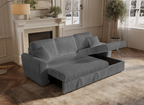 Canapé d'angle convertible et réversible avec coffre en velours côtelé épais gris ADRYEN