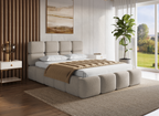 Lit coffre en velours chiné taupe 160x200 cm BUBBLE
