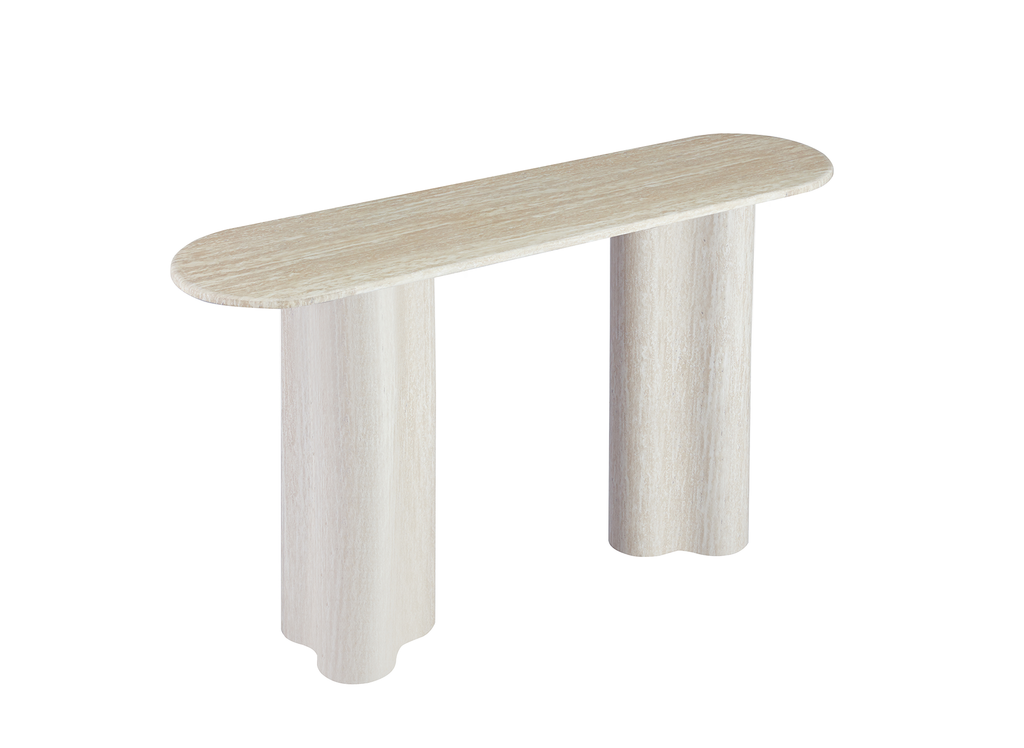 Console en marbre composite beige pieds forme organique VANINA